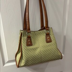 Nine & Co 4 compartments bag in green and Brown Trim